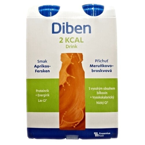 Diben 2 kcal Drink příchuť meruňkovo-broskvová por.sol.4x200ml