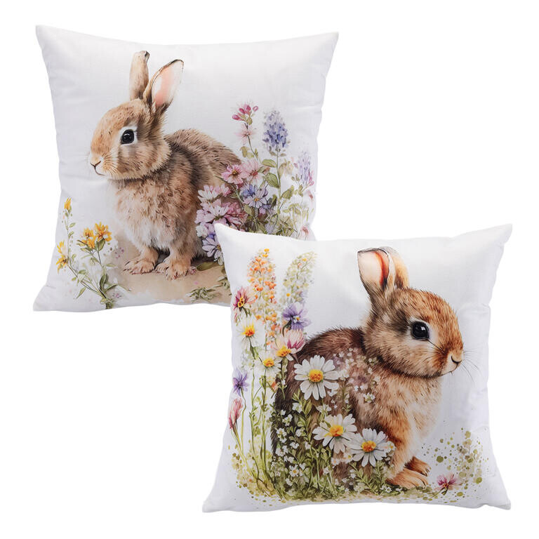 Sada 2 ks povlaků na polštářky ZAJÍČCI V TRÁVĚ 40 x 40 cm