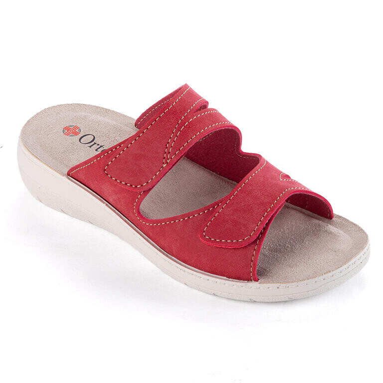 Dámské ortopedické pantofle na klínku červené