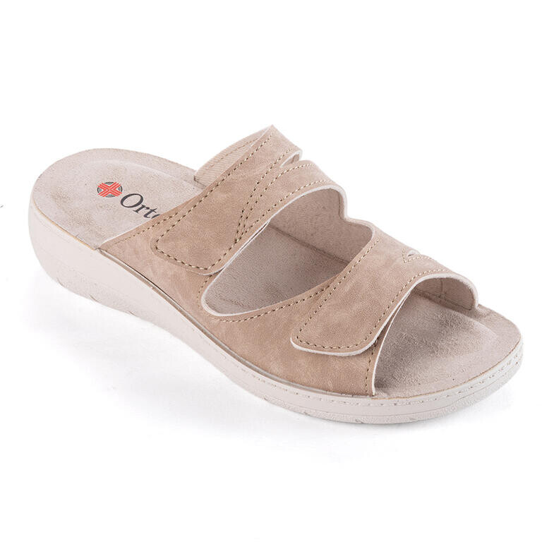 Dámské ortopedické pantofle na klínku béžové