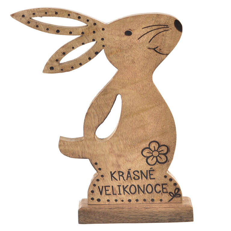 Dřevěný zajíc MANGO Krásné Velikonoce