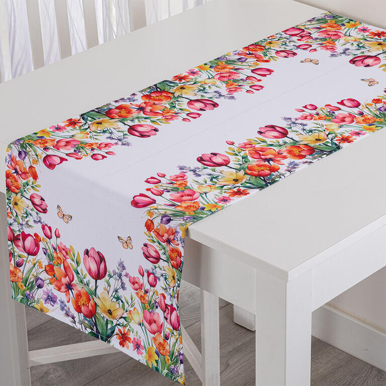 Běhoun s potiskem BAREVNÉ KVÍTÍ 40 x 110 cm