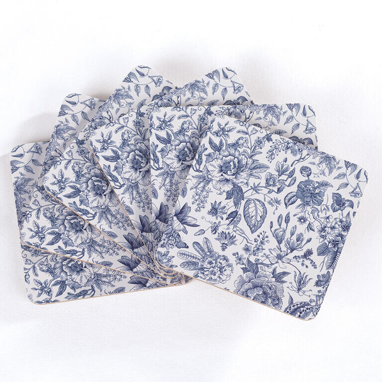 Sada korkových podtácků MODRÉ KVĚTY 6 ks