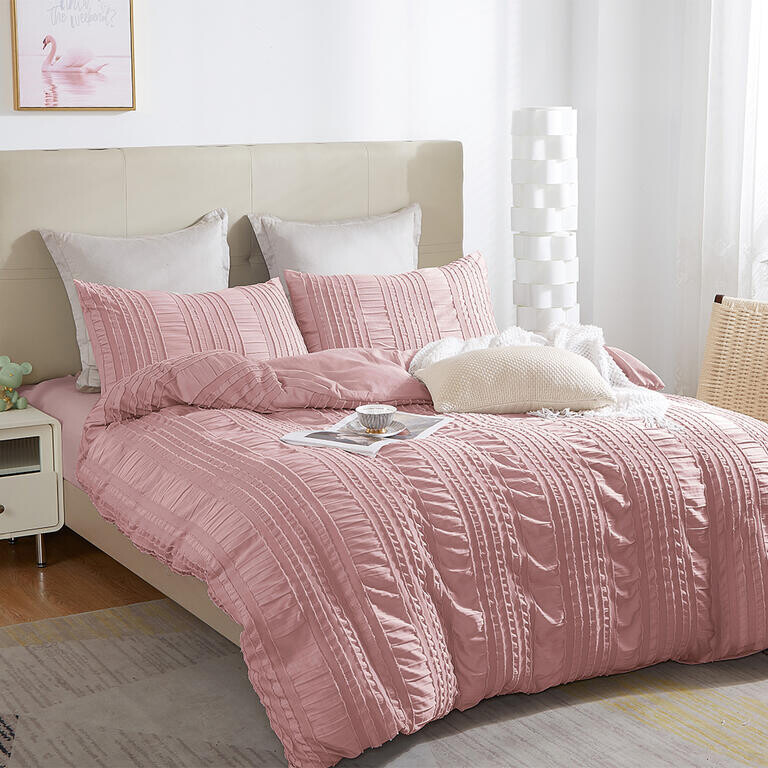 Ložní povlečení z krepového mikrovlákna NELLA pudrová