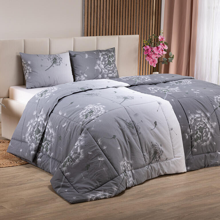 Letní sada peřiny a polštáře PAMPELIŠKA šedá