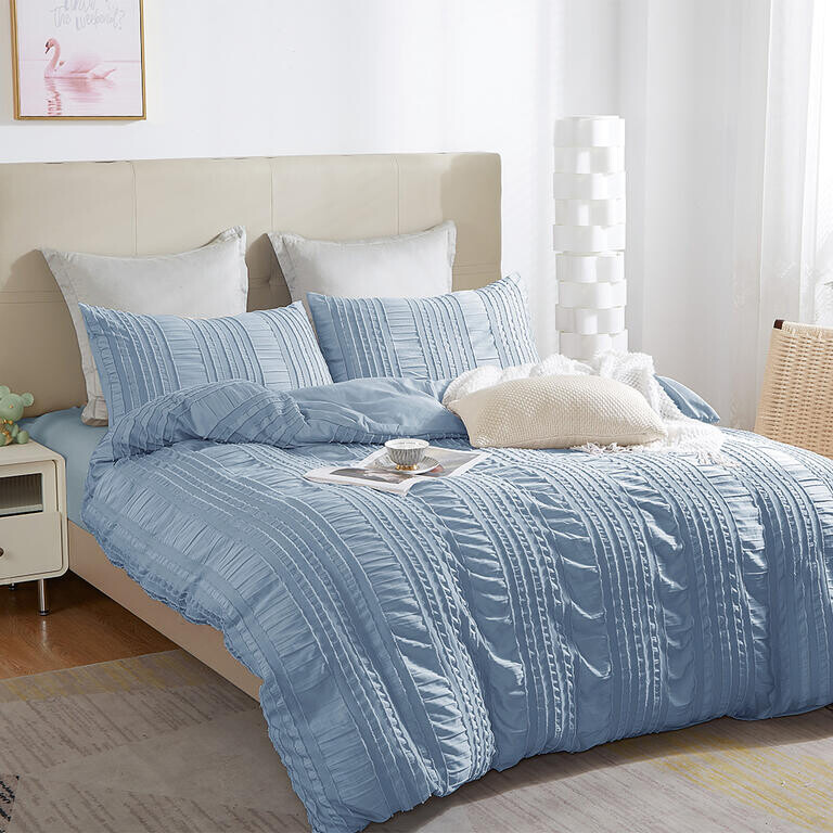 Ložní povlečení z krepového mikrovlákna NELLA nebesky modrá