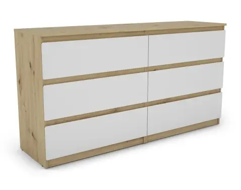 Široká komoda Carlos, dub artisan/bílá, 150 cm