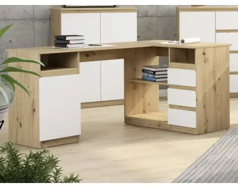 Rohový psací stůl Carlos, dub artisan/bílá