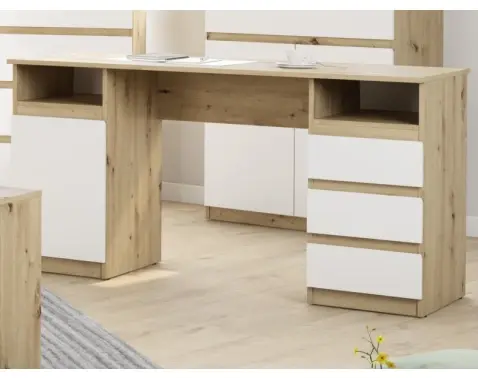 Psací stůl se 3 zásuvkami Carlos, dub artisan/bílá