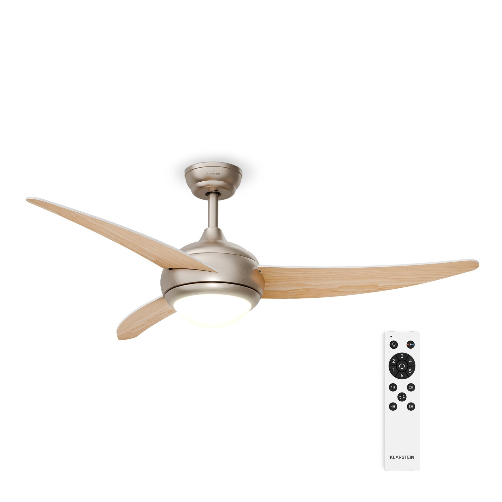 Klarstein El Paso stropní ventilátor se světlem | 132 cm | 35 W | Tichý provoz | Dřevo