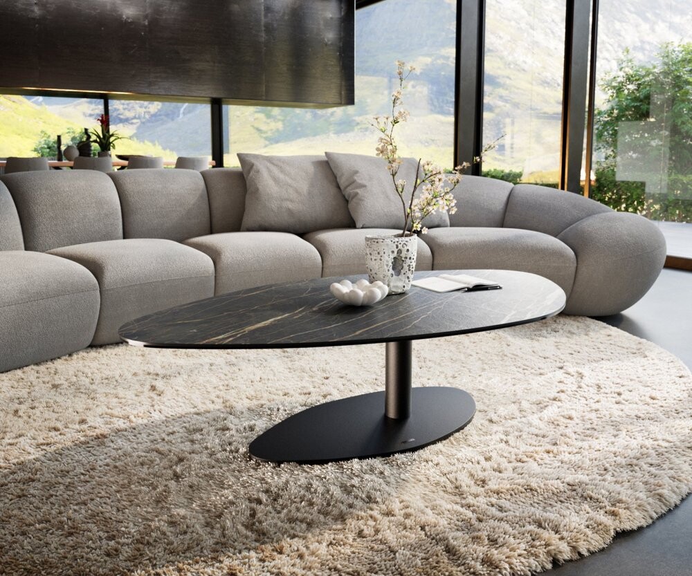 Konferenční stolek Edge organický 140x76 cm keramika Laminam® Noir