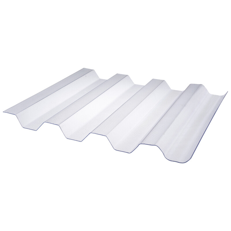 Deska polykarbonátová trapézová TOPLIGHT T 76/18 microprisma 2UV čirá 1,2×1 060×3 000 mm