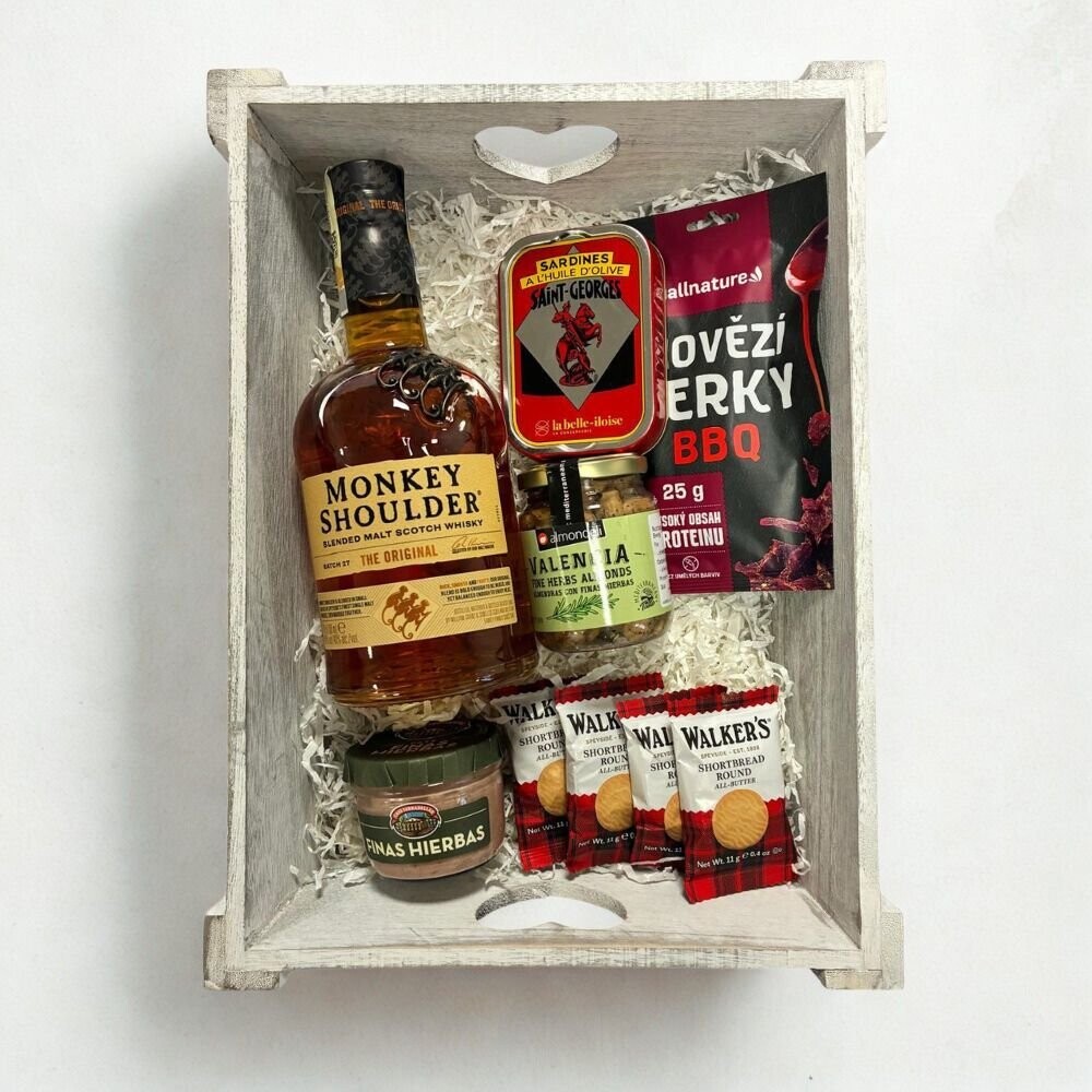 Dárkový Dřevěný Podnos s Alkoholem - Monkey Shoulder 0,7l 40%