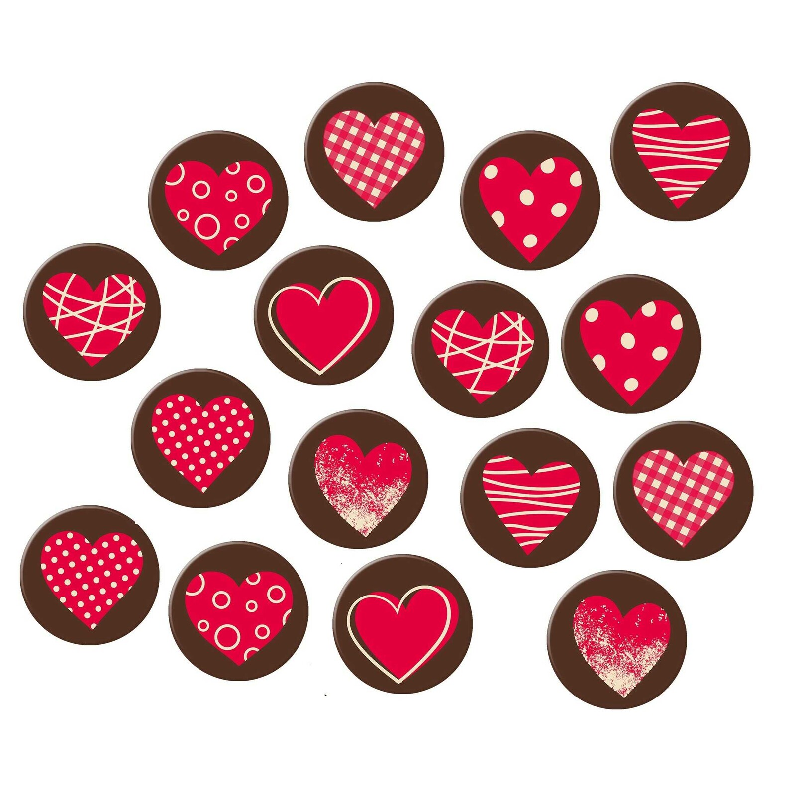 Günthart Hnědá kolečka s červeným srdcem 16ks