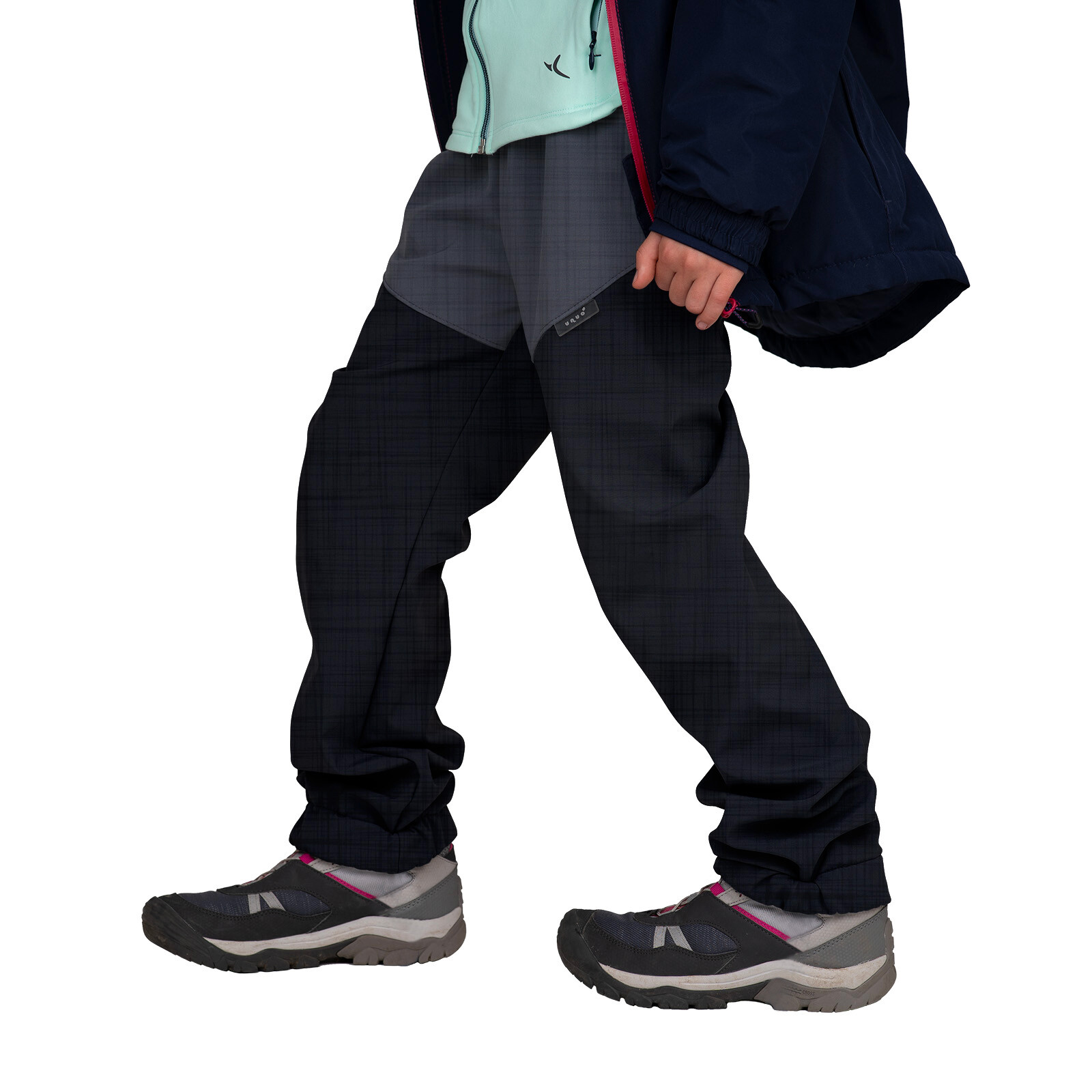 Unuo Unuo, Dětské softshellové kalhoty s beránkem Light, Černá Žíhaná, Šedá Žíhaná Velikost: 98/104 8596227092154