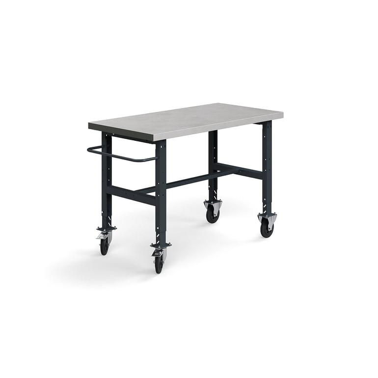 Pojízdný dílenský stůl TRUST, 1500x760 mm, 200 kg, ocelový povrch