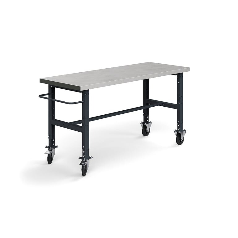 Pojízdný dílenský stůl TRUST, 2000x760 mm, 200 kg, ocelový povrch