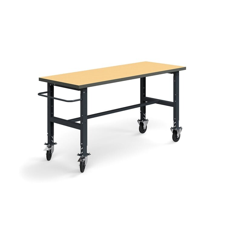Pojízdný dílenský stůl TRUST, 2000x760 mm, 200 kg, tvrzená deska