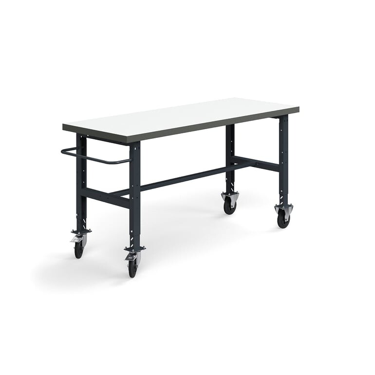 Pojízdný dílenský stůl TRUST, 2000x760 mm, 200 kg, vysokotlaký laminát