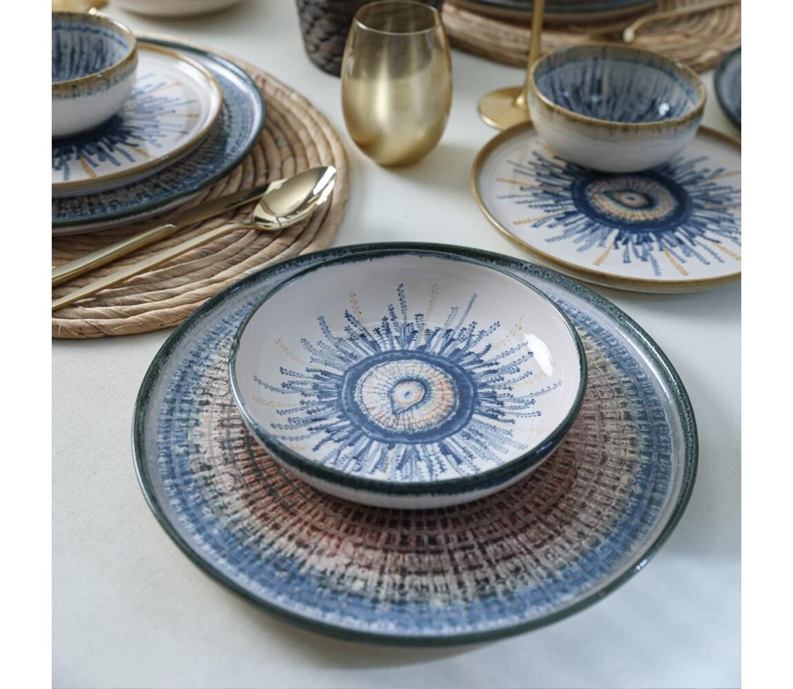 Jídelní sada 24 ks pestrobarevná/kamenina 275KRM2509