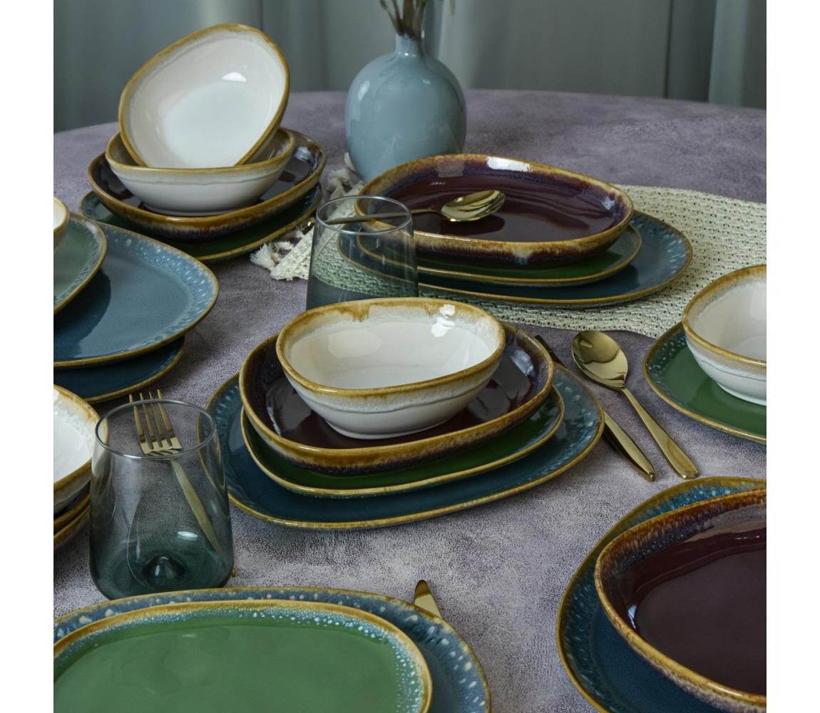 Jídelní sada 24 ks pestrobarevná/kamenina 275KRM2225