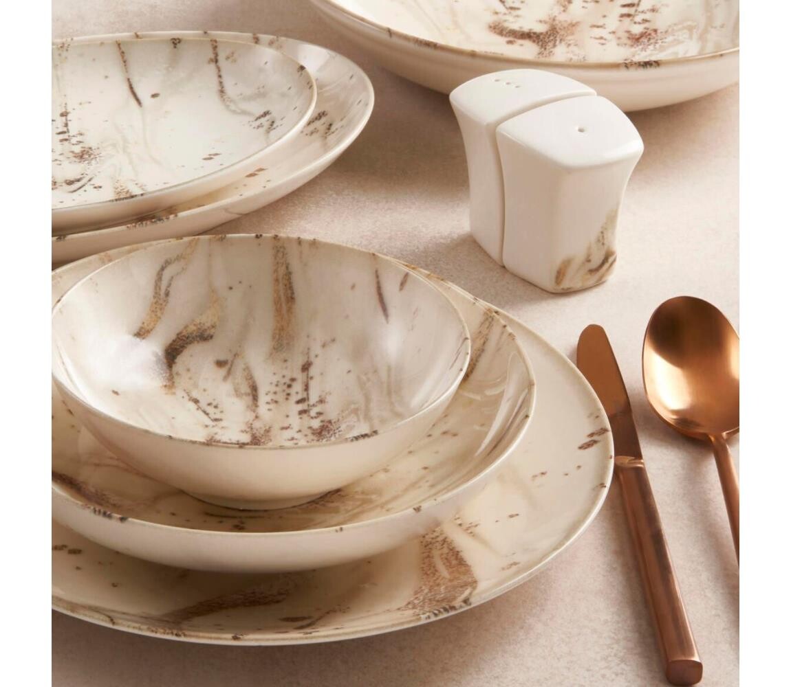 Jídelní sada 26 ks béžová/hnědá/porcelán 387GRP1395