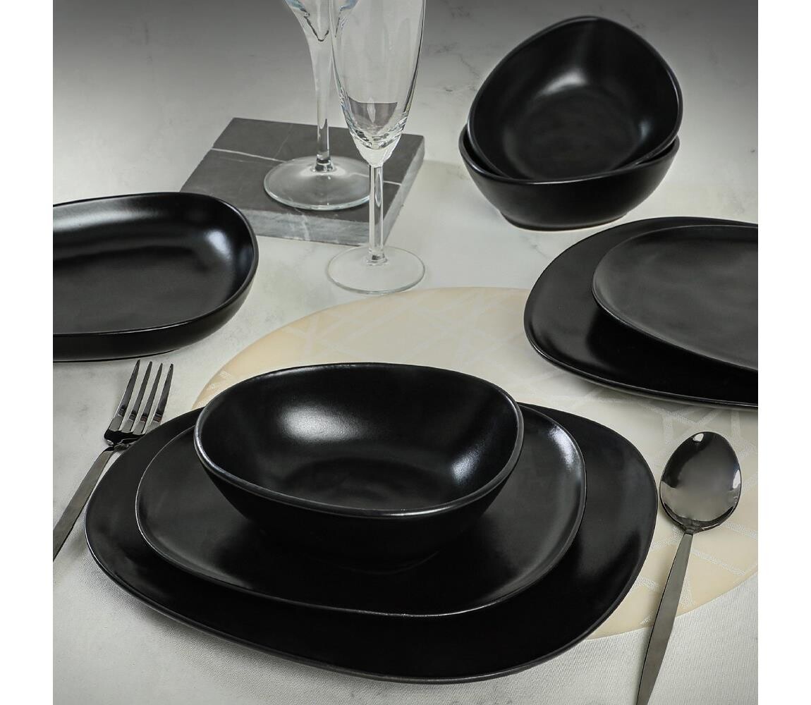 Jídelní sada 24 ks černá/kamenina 275KRM1770