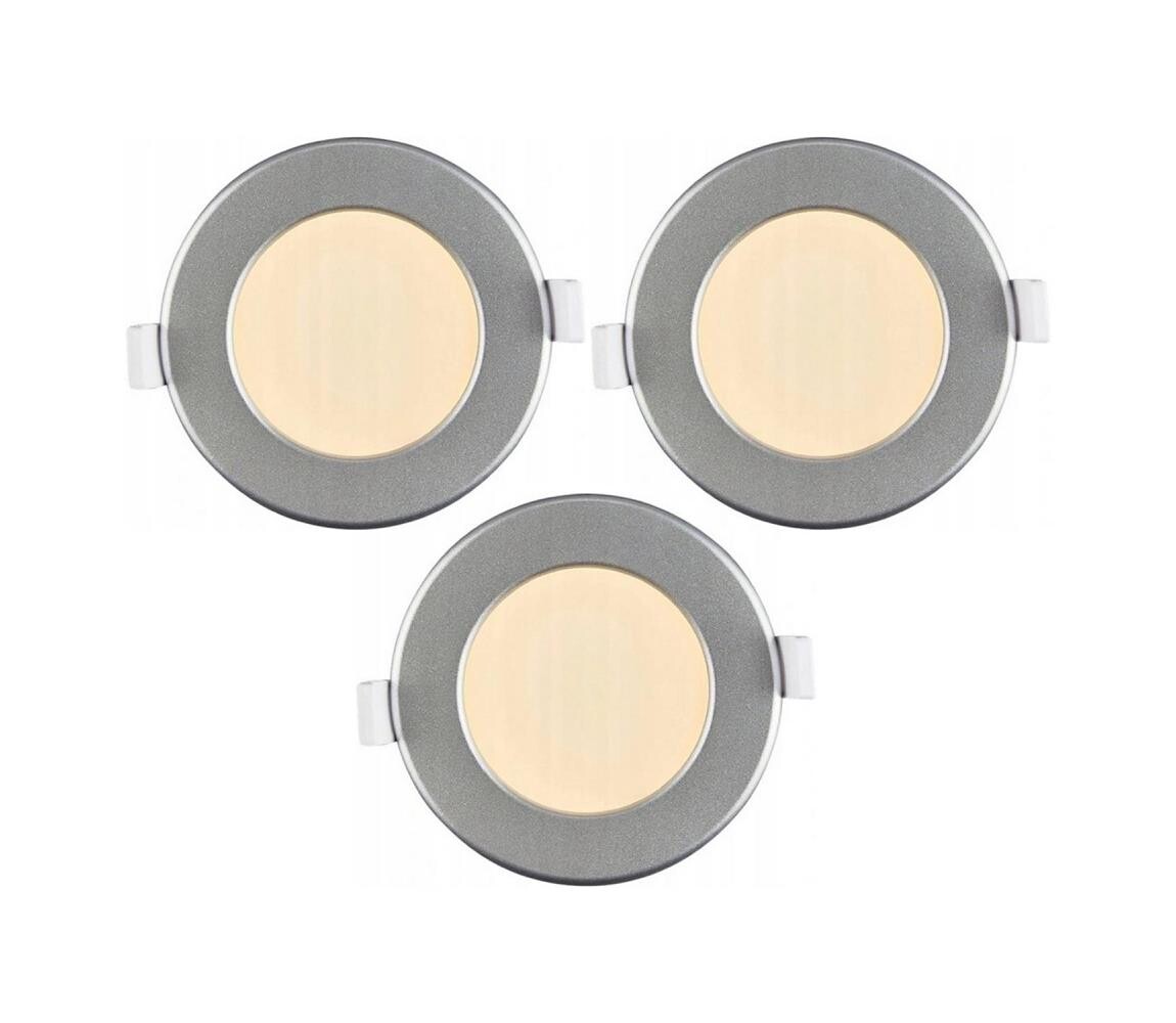 SADA 3x LED Koupelnové podhledové svítidlo LED/6W/230V IP44 stříbrná 9A21965