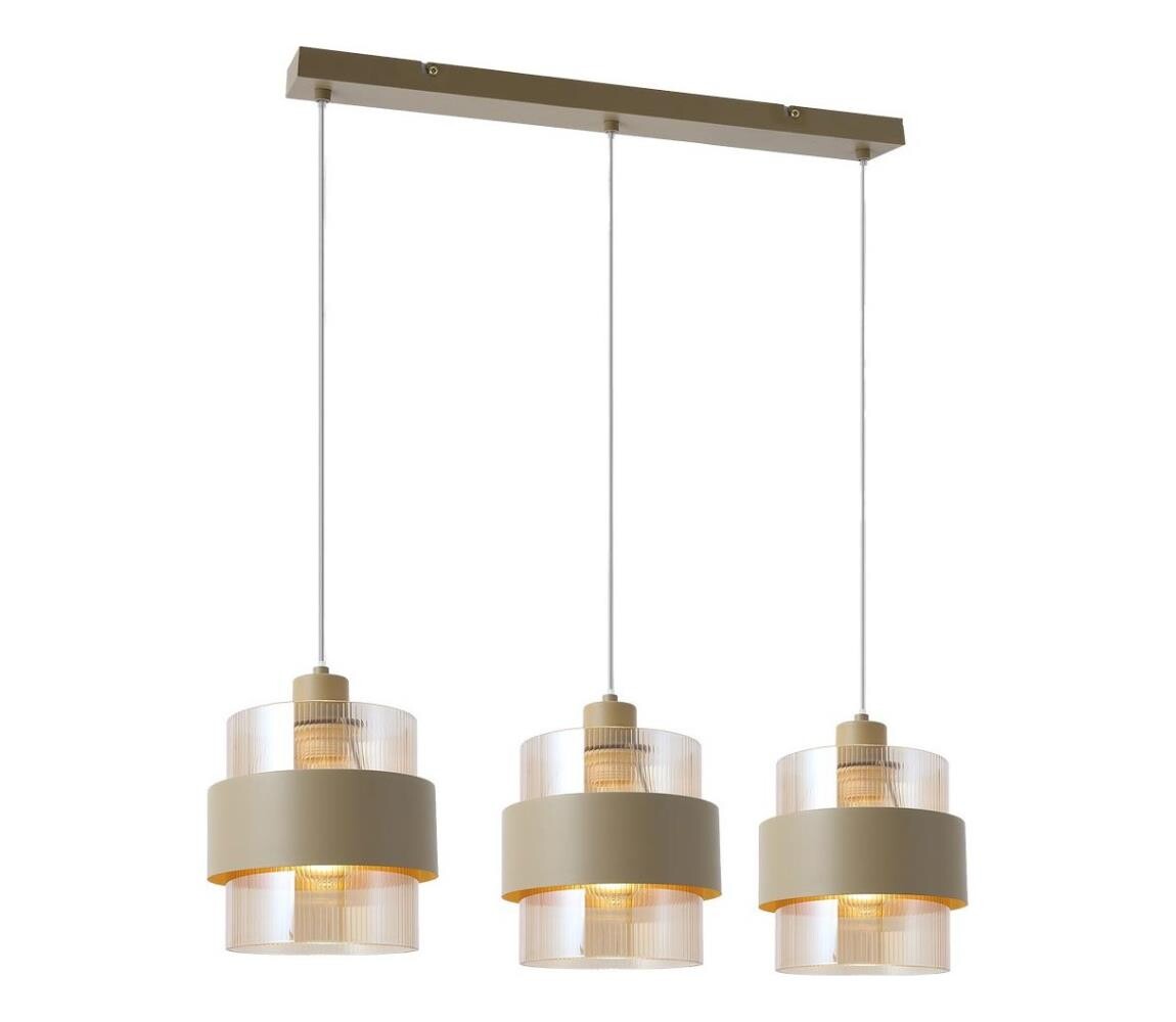 Lustr na lanku VALENTINO 3xE27/15W/230V béžová/čirá ML2239