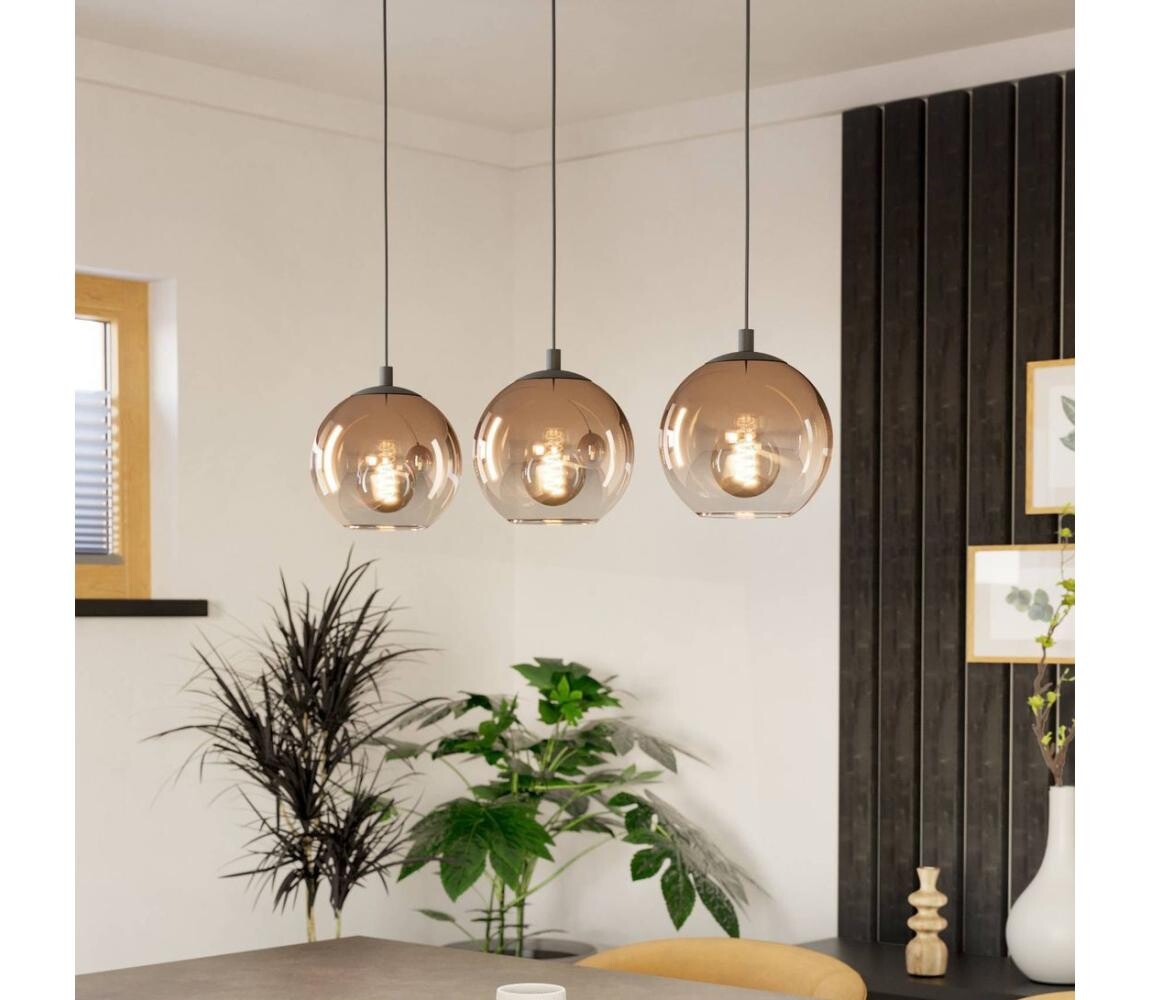 Eglo 901924 - Lustr na lanku ARISCANI 3xE27/60W/230V černá/béžová/kouřová 901924