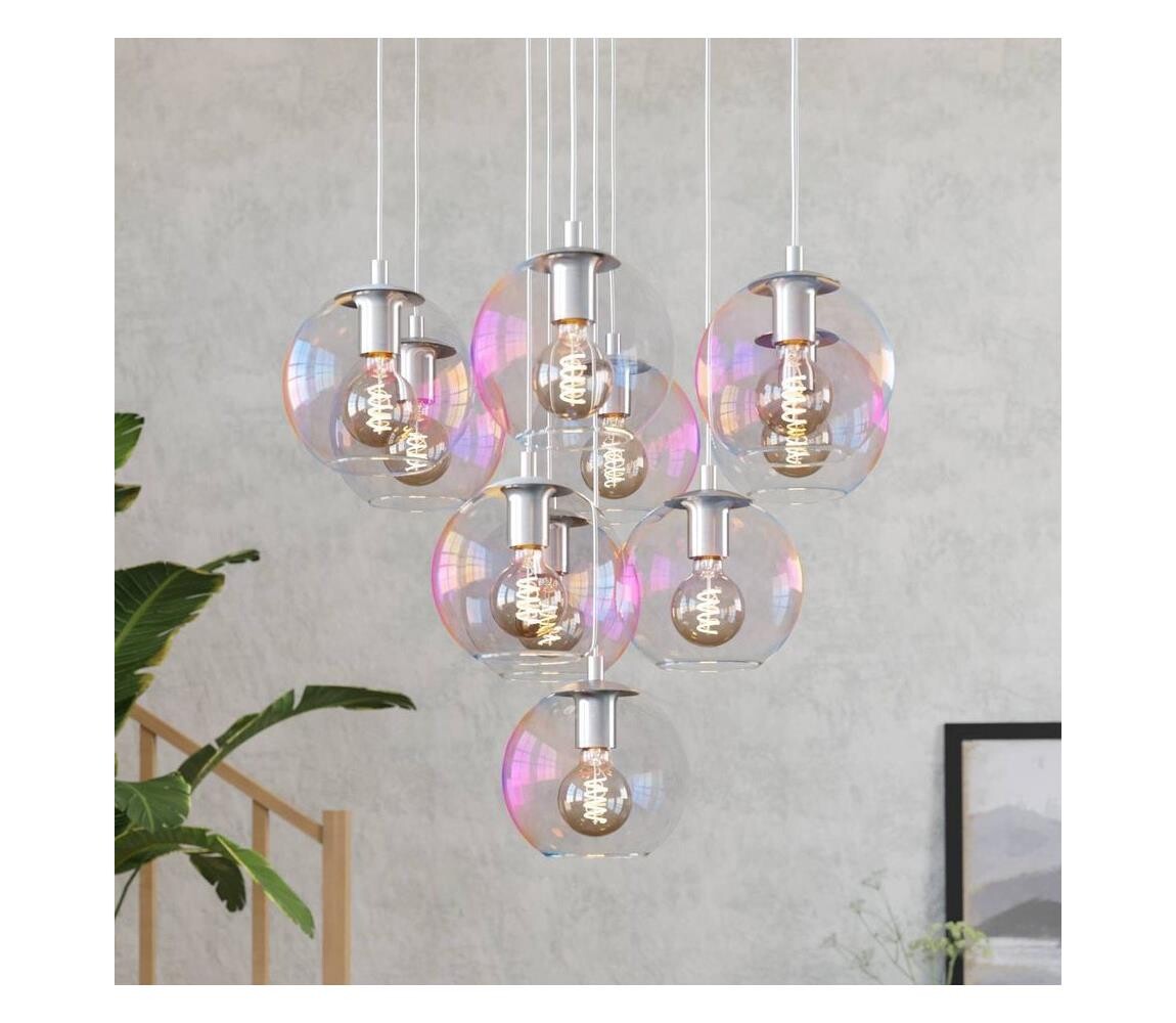 Eglo 901922 - Lustr na lanku ARISCANI 10xE27/60W/230V lesklý chrom 901922