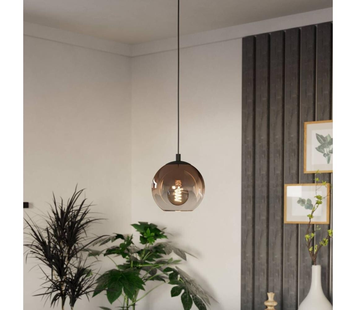 Eglo 901923 - Lustr na lanku ARISCANI 1xE27/60W/230V černá/béžová/kouřová 901923