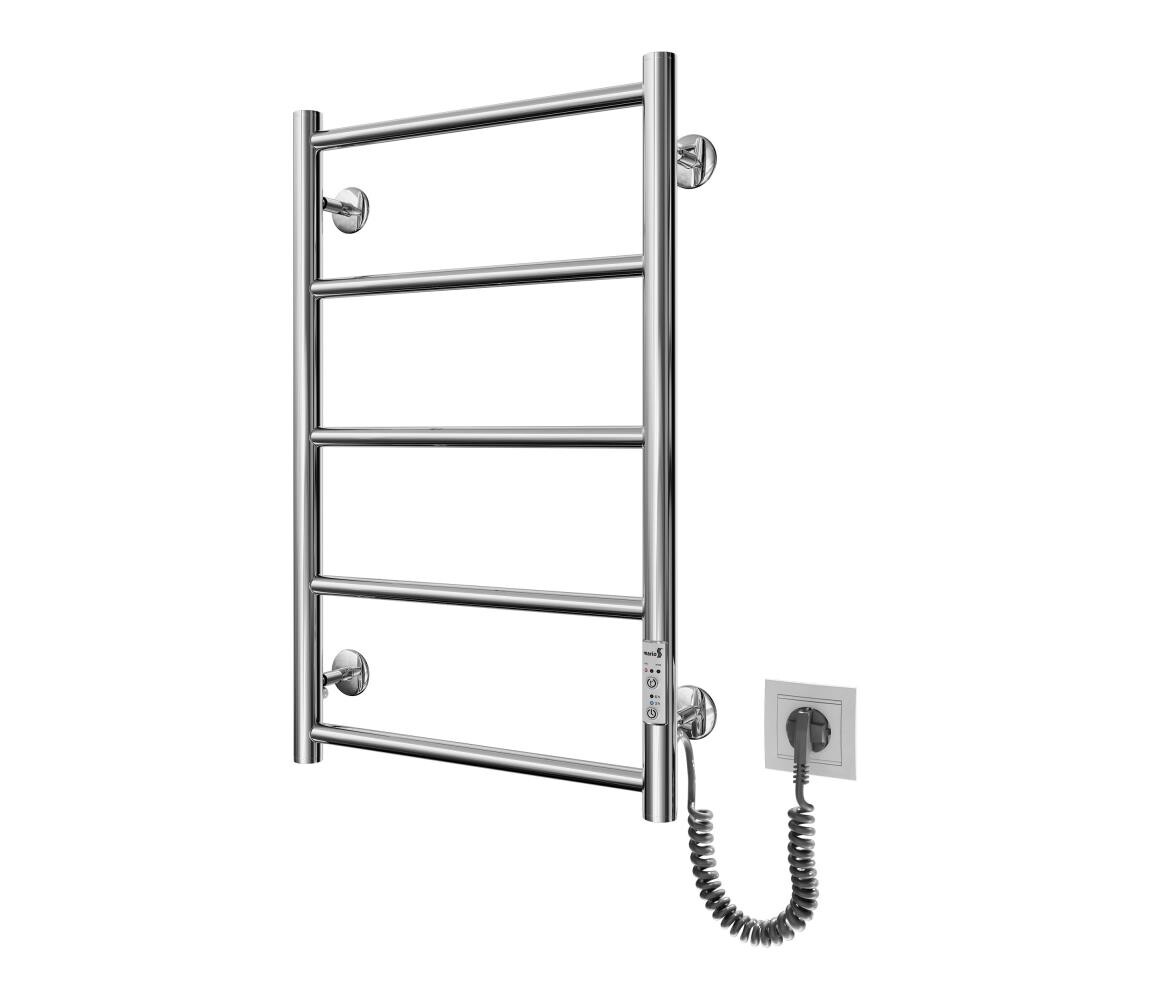 Mario-Radiators Koupelnový žebříkový radiátor CLASSIC 65W/230V 65x43 cm nerez/lesklý chrom pravá 2.3.0700.10.?