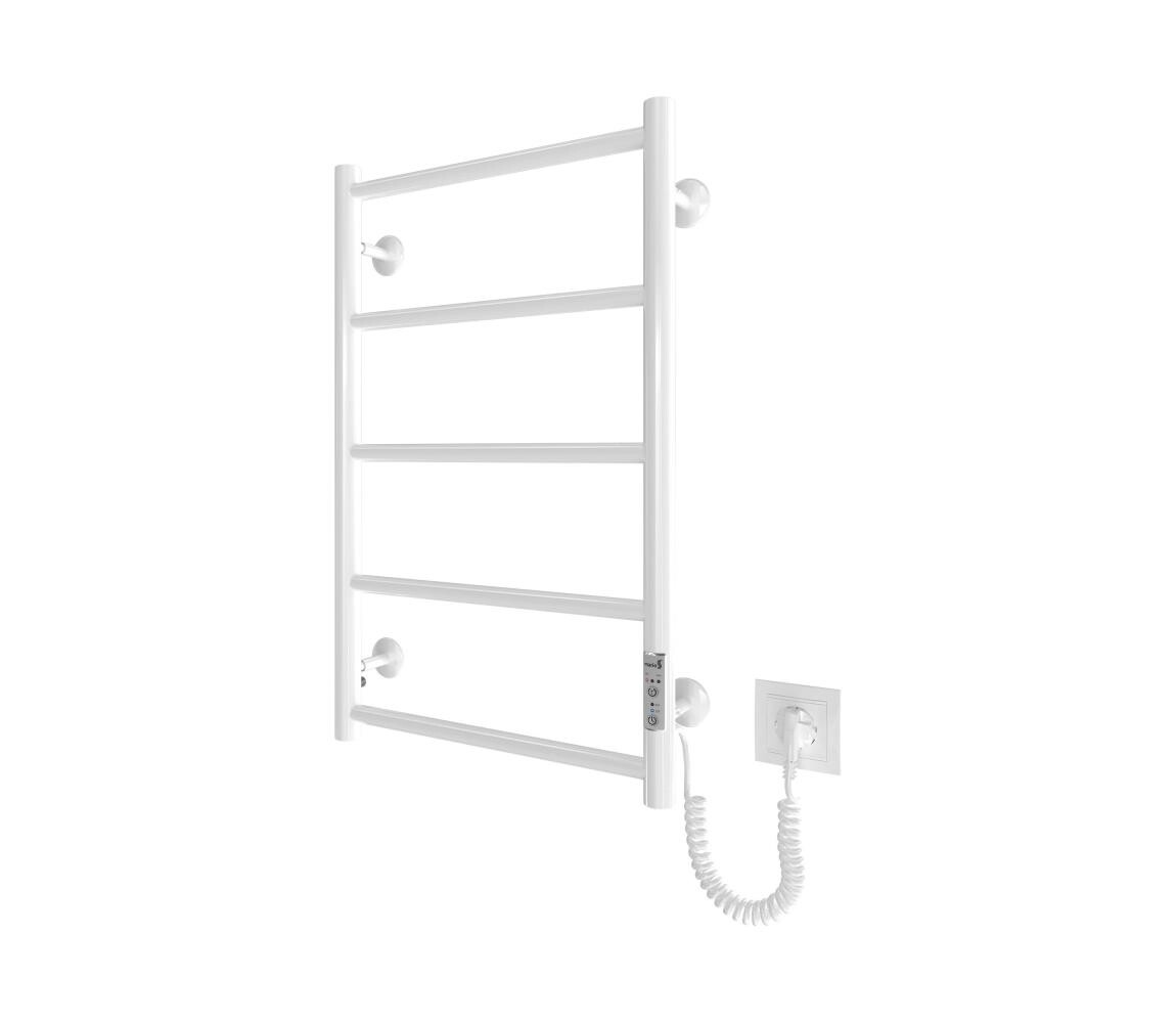 Mario-Radiators Koupelnový žebříkový radiátor CLASSIC 65W/230V 65x43 cm nerez/bílá pravá 2.3.0700.10.WM