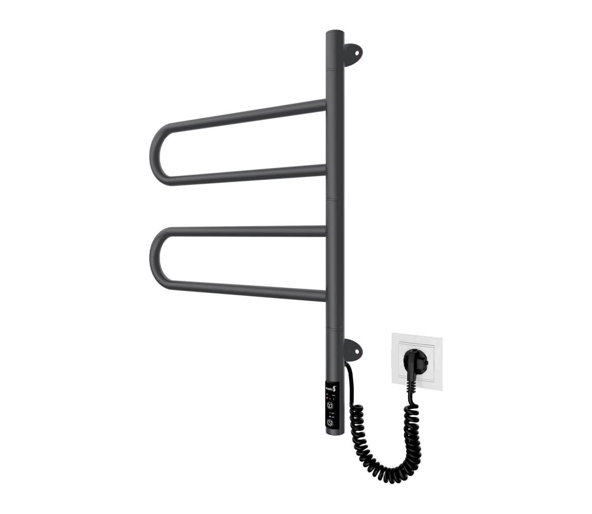 Mario-Radiators Elektr. otočný sušák na ručníky TRISTAR 75W/230V 60x44,5 cm IP44 nerez/černá 2.3.0505.11.BM