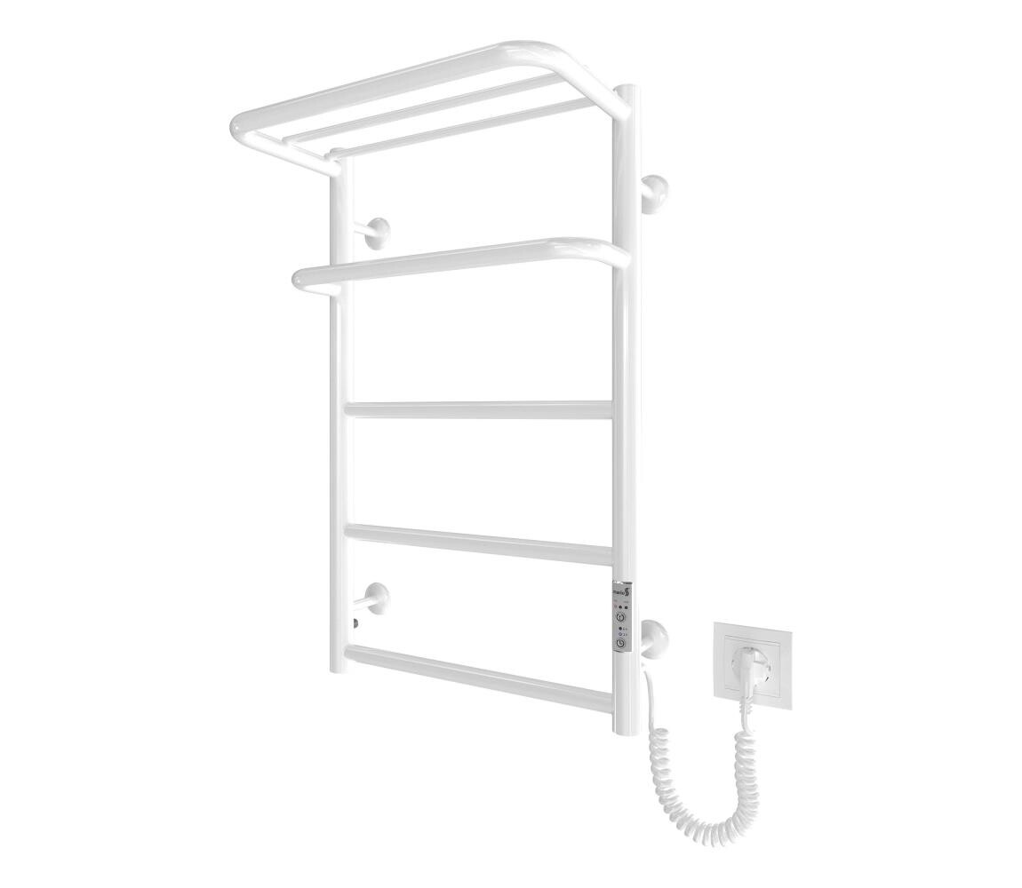 Mario-Radiators Koupelnový žebříkový radiátor HOTEL 75W/230V 65x43 cm nerez/bílá pravá 2.3.6200.11.WM