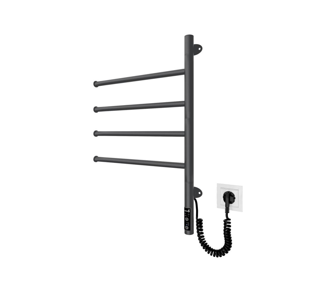 Mario-Radiators Elektr. otočný sušák na ručníky VEER 50W/230V 60x44,5 cm nerez/černá 2.3.0407.11.BM