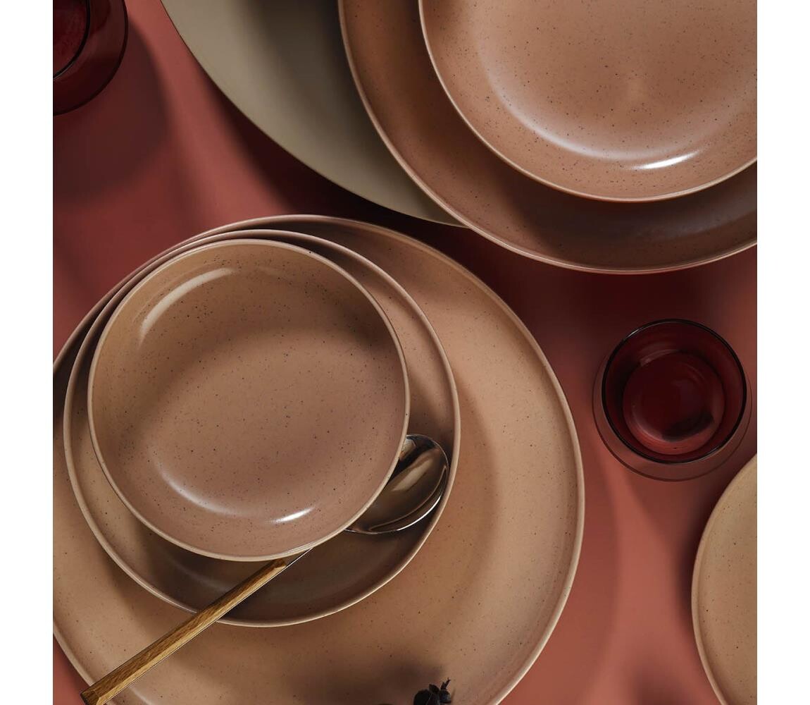 Jídelní sada 16 ks hnědá/béžová/porcelán 710KTP3607