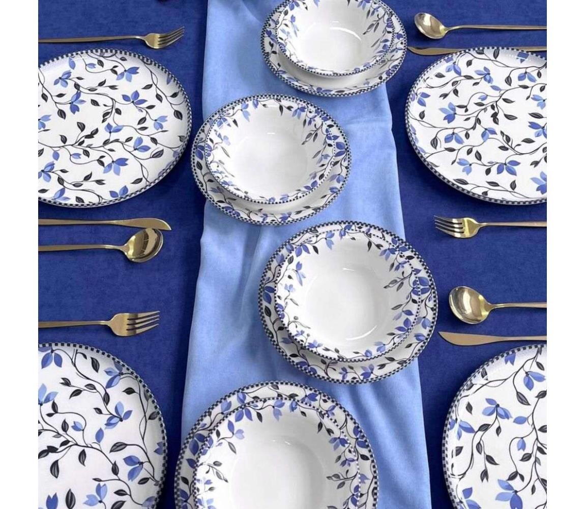 Jídelní sada 18 ks modrá/bílá/keramika 759NRE1104