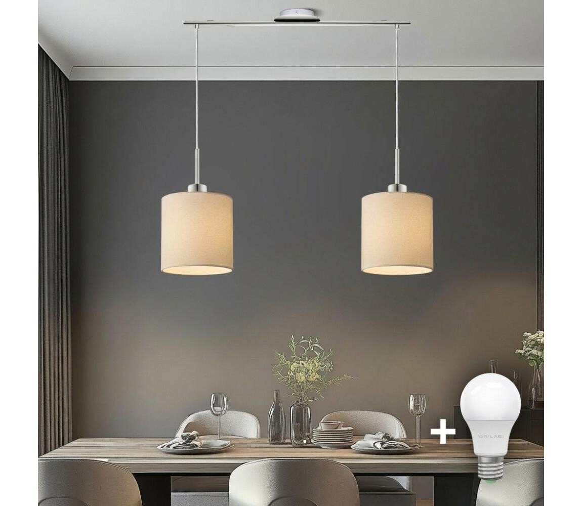 Eglo - LED Lustr na lanku TUNJA 2xE27/60W/230V krémová 1xEG32519+2xEG32912