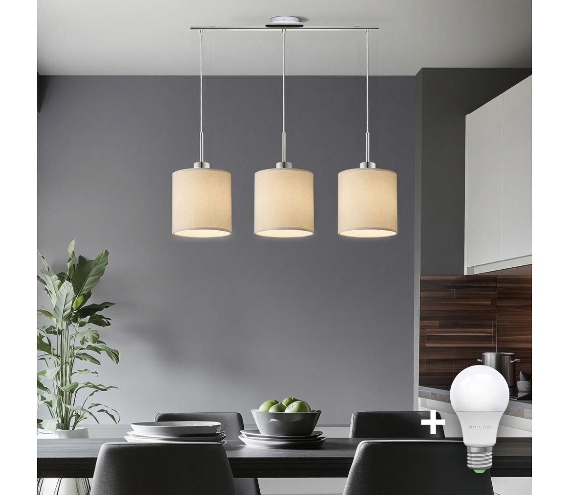 Eglo - LED Lustr na lanku TUNJA 3xE27/60W/230V krémová 1xEG32521+3xEG32912