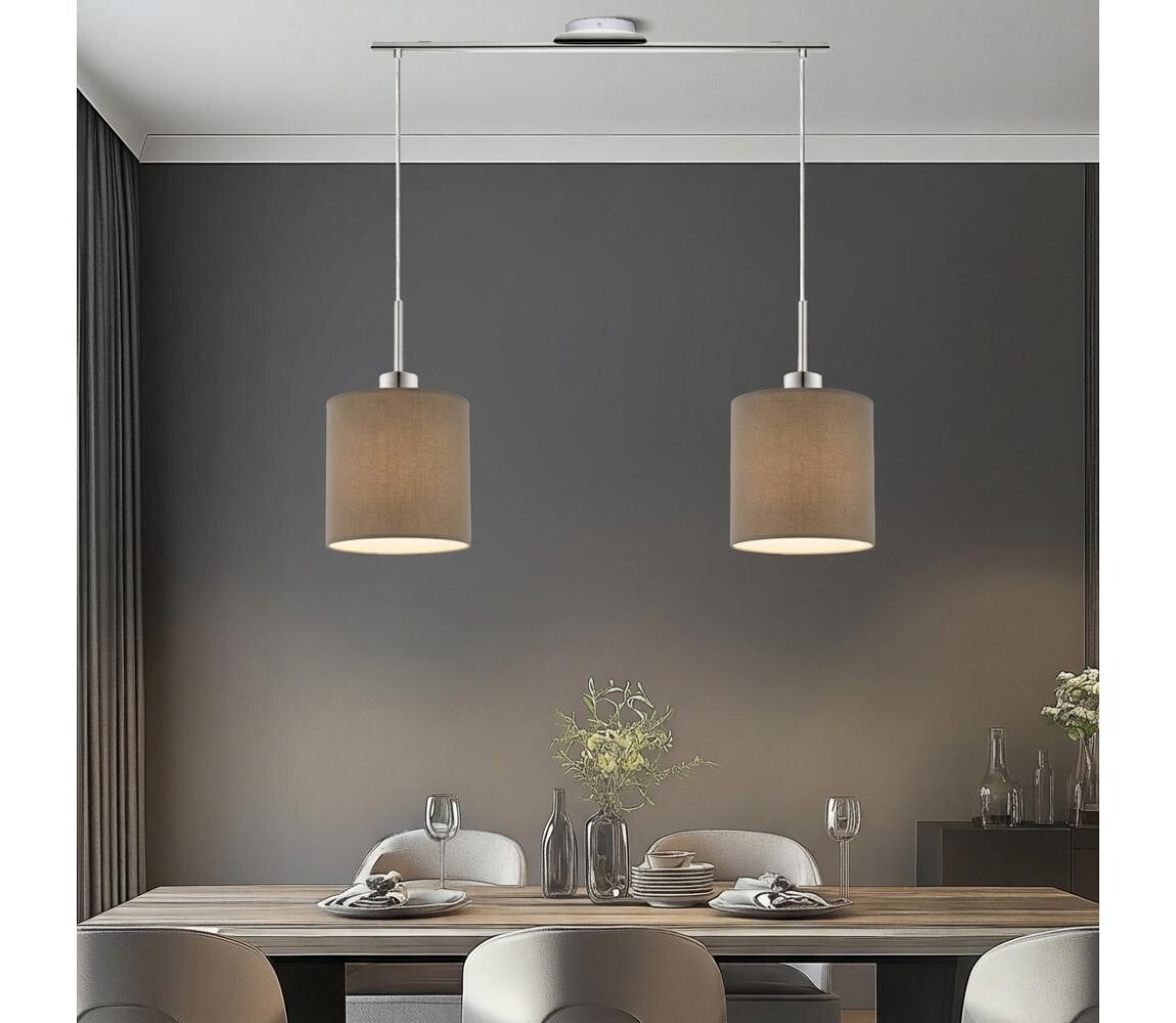 Eglo - LED Lustr na lanku TUNJA 2xE27/60W/230V taupe 1xEG32519+2xEG32913