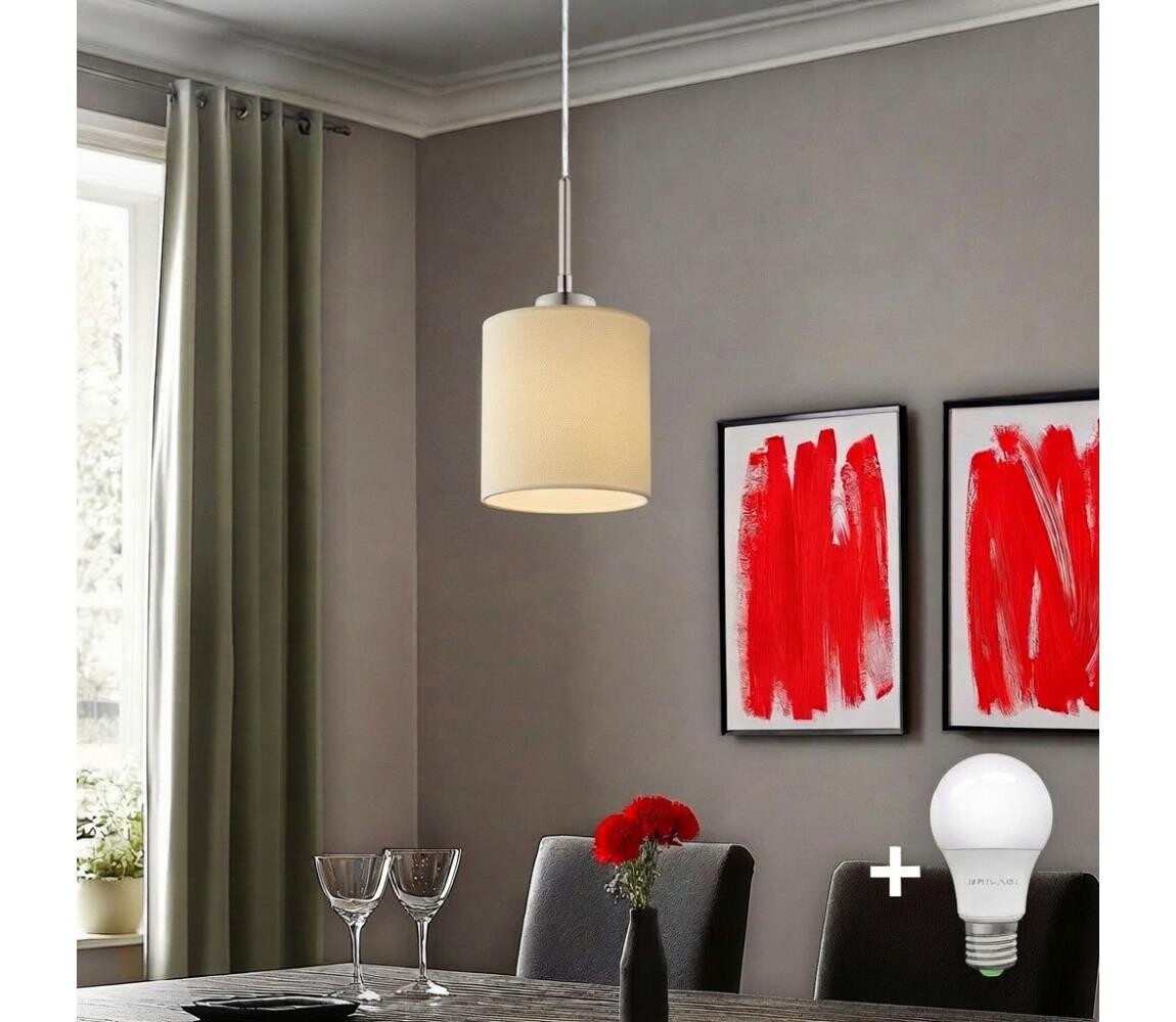 Eglo - LED Lustr na lanku TUNJA 1xE27/60W/230V krémová 1xEG32515+1xEG32912