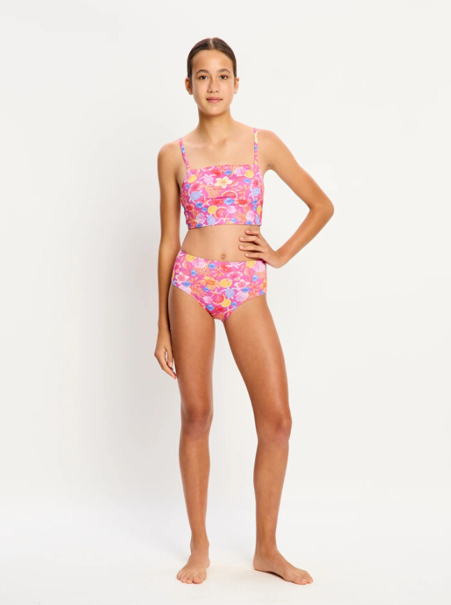 Dívčí menstruační plavky Modibodi Teen Swimwear Hi Waist Bikini Brief Supe Tropicana Crush spodní díl (DMPMADTSHWBBSTCSD) 10-12 let