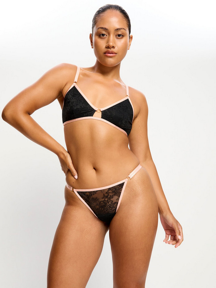 Menstruační tanga Modibodi Bliss Thong Light Jet Black (MTMBTLJB) XS