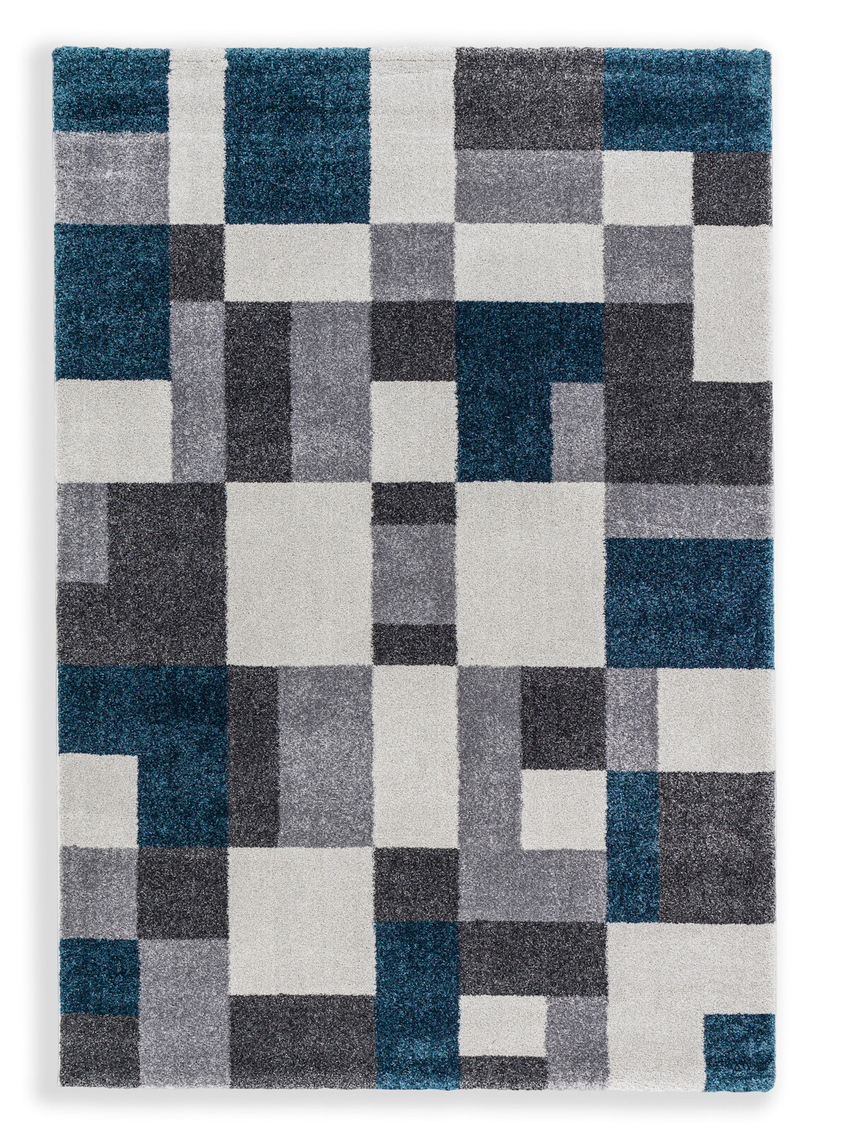 Kusový koberec Savona 191020 Squares Petrol, 67x130, modrá, šedá, obývací pokoj, Astra - Golze