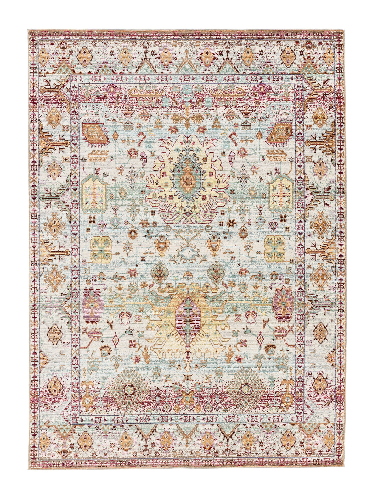 Kusový koberec Shining 171004, 140x200, béžová, červená, zelená, žlutá, obývací pokoj, Schöner Wohnen