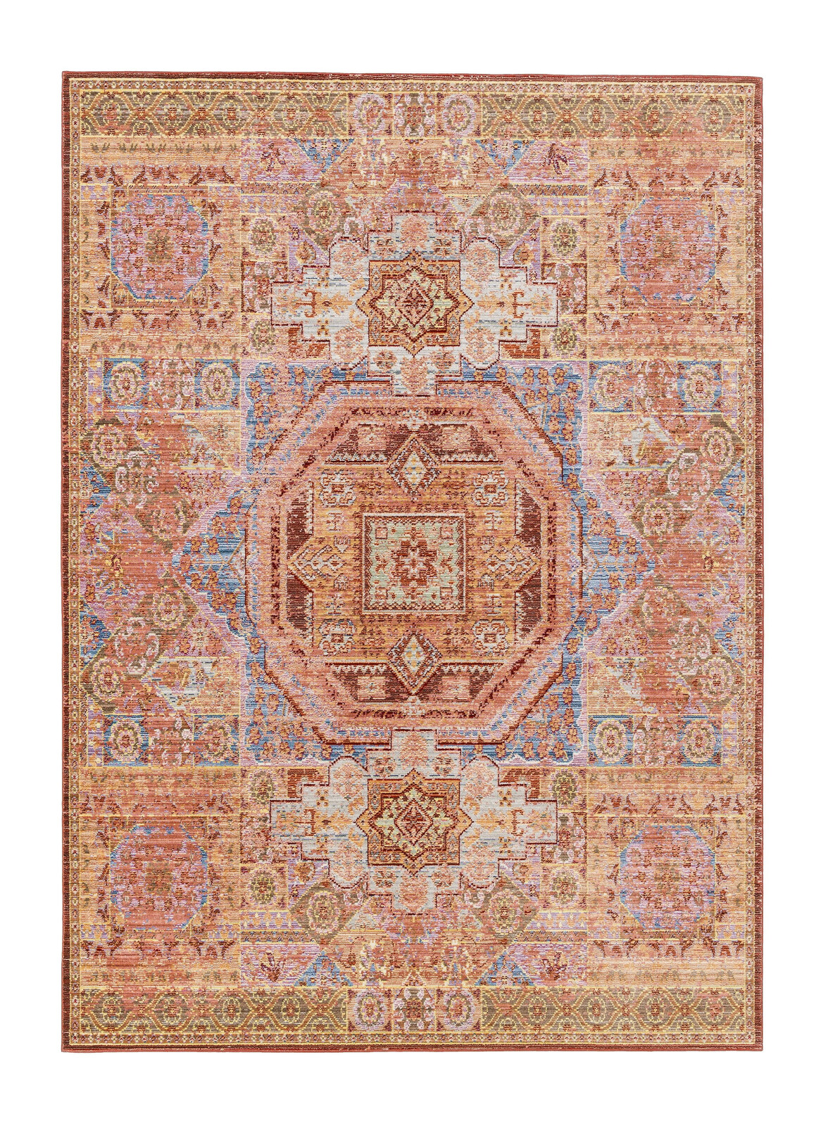 Kusový koberec Shining 171009, 140x200, červená, modrá, žlutá, obývací pokoj, Schöner Wohnen