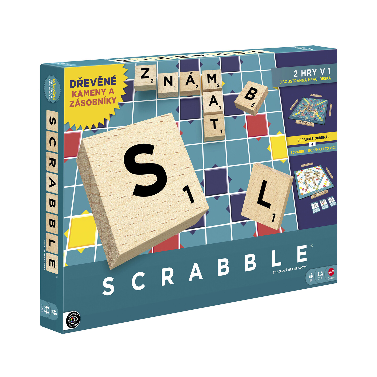 Scrabble dřevěná edice CZ Mattel