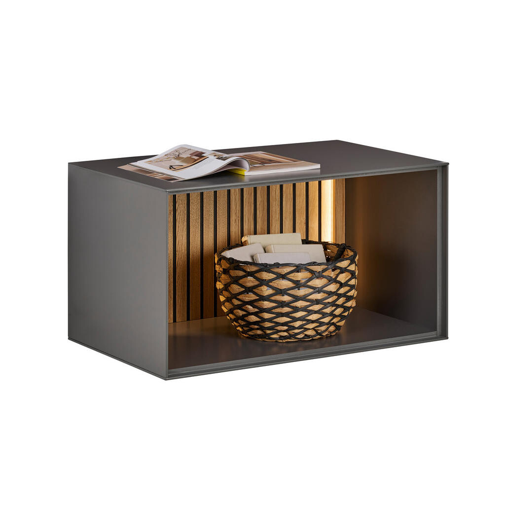 Dieter Knoll REGÁLOVÝ DÍL, antracitová, barvy dubu, dub, 80/44/50 cm